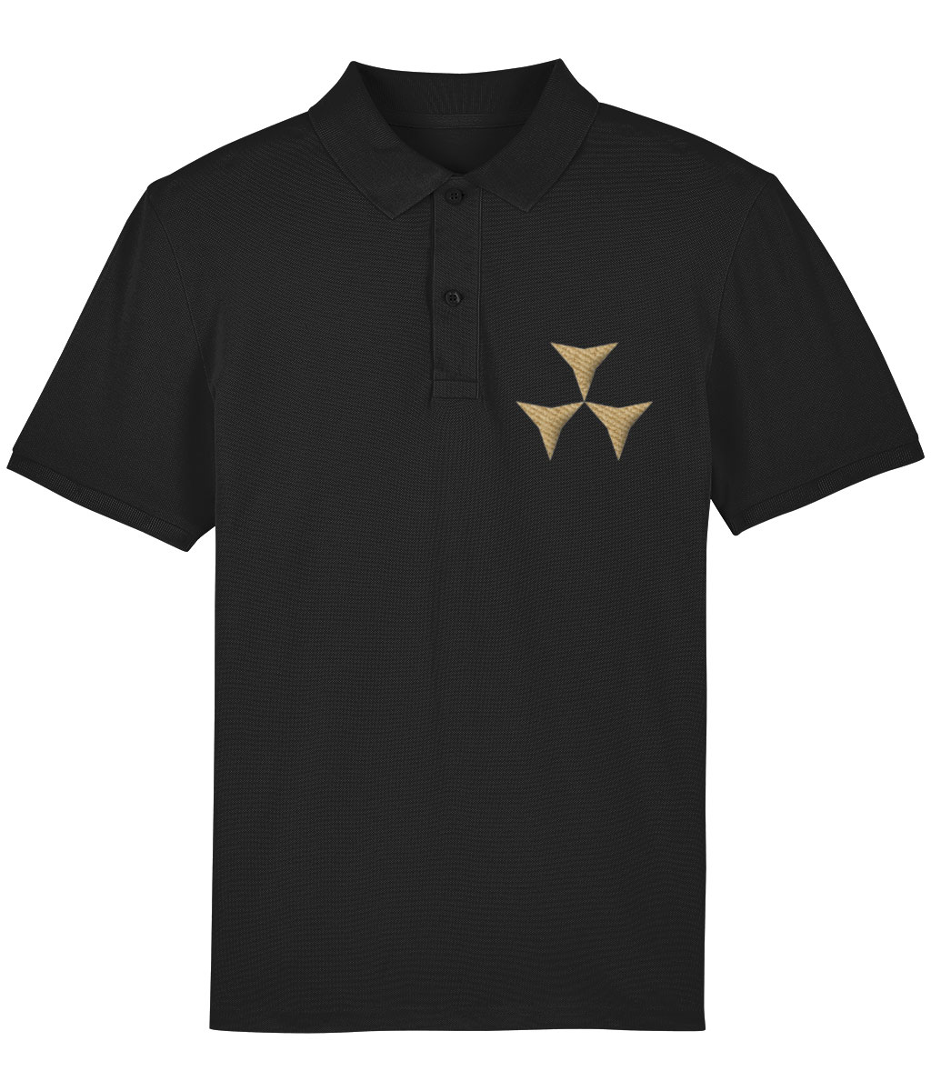 Black-Kaneshon-Japanese-Crest-Embroided-Polo-Shirt-Gold