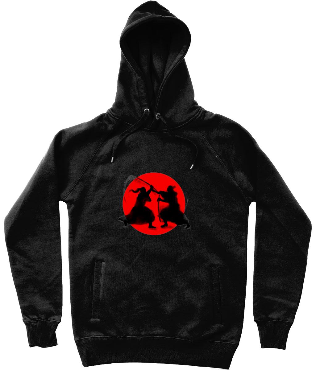 Black-Samurai-Fight-Japan-Sun-Unisex-Pullover-Hoodie-With-Side-Pockets