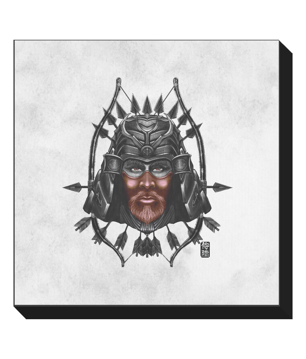 Brown-Sagittarius-Mask-Black-Square-Canvas-White-Background