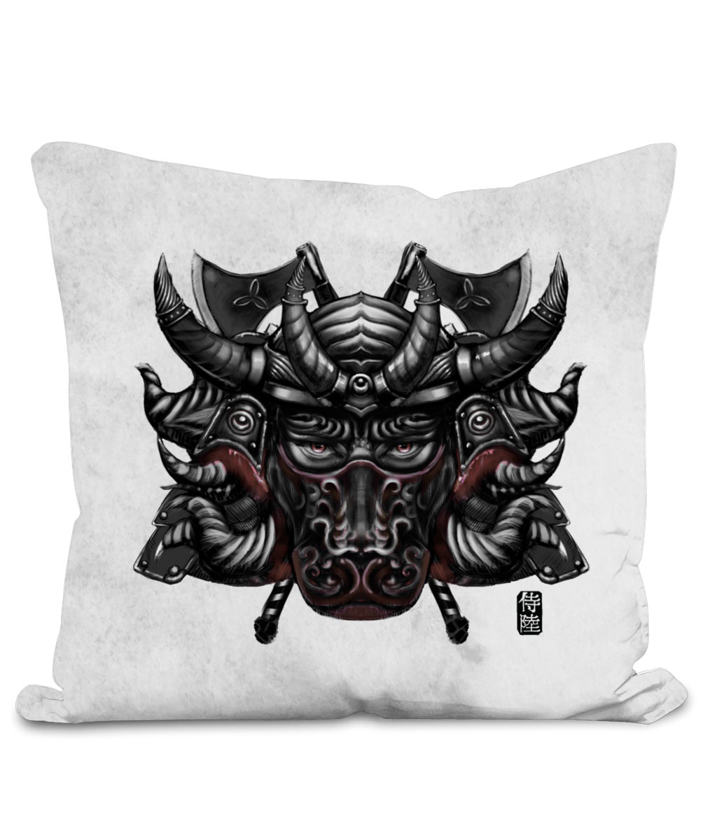 Brown-Taurus-Mask-White-Background-Cushion