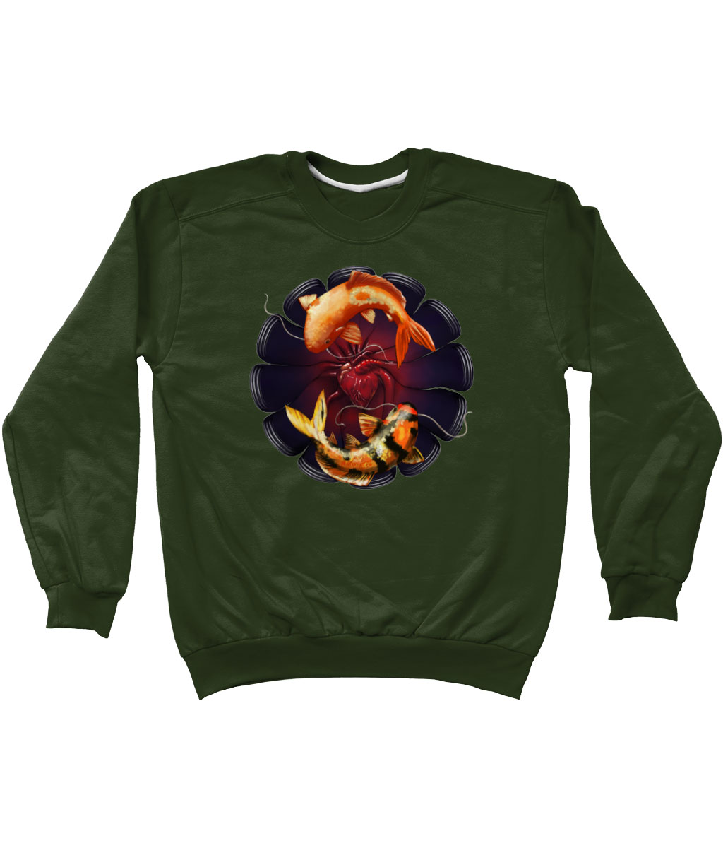 City-Green-Fish-Heart-Drop-Shoulder-Sweatshirt