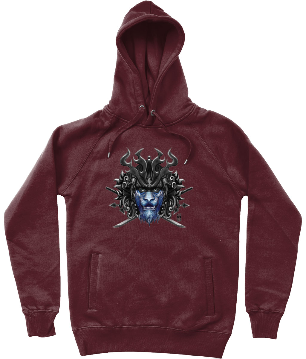 Claret-Red-Leo-Unisex-Pullover-Hoodie-With-Side-Pockets-Blue-Mask