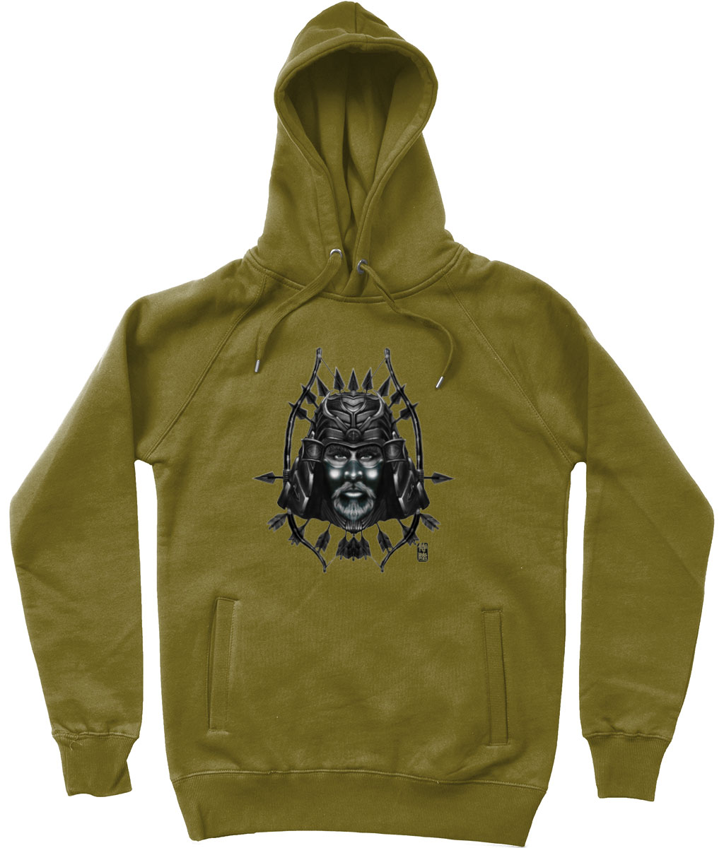 Khaki-Sagitarius-Unisex-Pullover-Hoodie-With-Side-Pockets-Silver-Mask