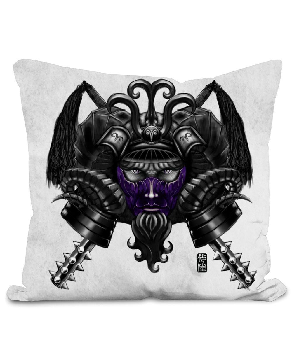 Purple-Aries-Mask-White-Background-Cushion