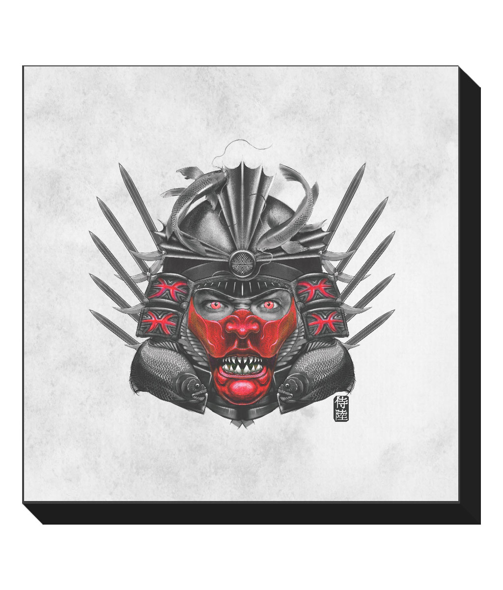 Red-Pisces-Mask-Black-Square-Canvas-White-Background