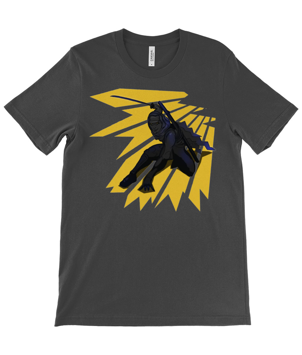 dark-grey-heather-Yellow-Demon-crew-neck-t-shirt
